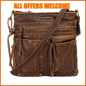 Crossbody Bag with Adjustable Strap, Vegan Leather, Multiple Pockets